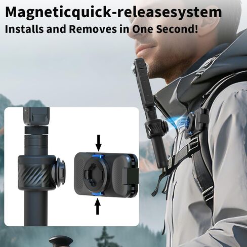Magnetic Selfie Stick Holster Holder, Adjustable Backpack Strap Selfie Stick Clip Mount Holster with Rubber Ring Compatible with Gopro 13/12/11/10, DJI Action 5 Pro/4/3, Nano, Insta360 X5/X4 and More in Saudi Arabia