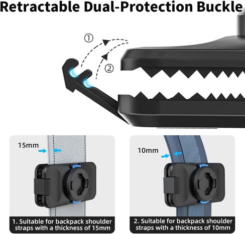 Magnetic Selfie Stick Holster Holder, Adjustable Backpack Strap Selfie Stick Clip Mount Holster with Rubber Ring Compatible with Gopro 13/12/11/10, DJI Action 5 Pro/4/3, Nano, Insta360 X5/X4 and More in Saudi Arabia
