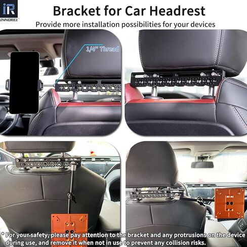 INNOREL TB2403 Car Headrest Mount Camera Monitor Bracket 1/4" Screw Shooting Extension Bracket for Installing Camera Cage, Car Headrest ARRI Camera Accessories Inside Vehicle in Kuwait