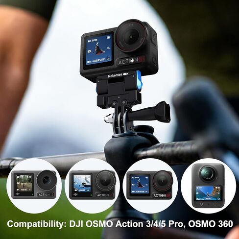 حامل محول مغناطيسي سريع التحرير بزاوية 360 درجة + 180 درجة لـ DJI Osmo Action 5 Pro/Action 4/Action 3/Osmo 360 مع 2 شق وواجهة مترابطة 1/4 بوصة، وسبائك الألومنيوم، دوران أفقي ورأسي in Kuwait