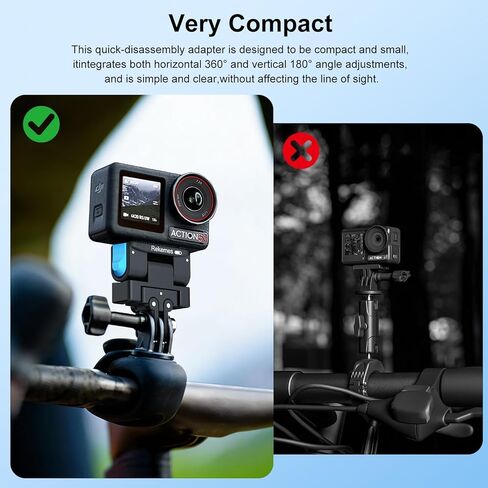 حامل محول مغناطيسي سريع التحرير بزاوية 360 درجة + 180 درجة لـ DJI Osmo Action 5 Pro/Action 4/Action 3/Osmo 360 مع 2 شق وواجهة مترابطة 1/4 بوصة، وسبائك الألومنيوم، دوران أفقي ورأسي in Kuwait