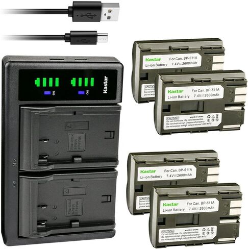 بطارية Kastar قطعتان وشاحن USB LTD2 بديل لـ Canon Optura 100MC، Optura 200MC، Optura Pi، Optura Xi، PowerShot G1، PowerShot G2، PowerShot G3، PowerShot G5، PowerShot G5 Pro، PowerShot G6 in Kuwait