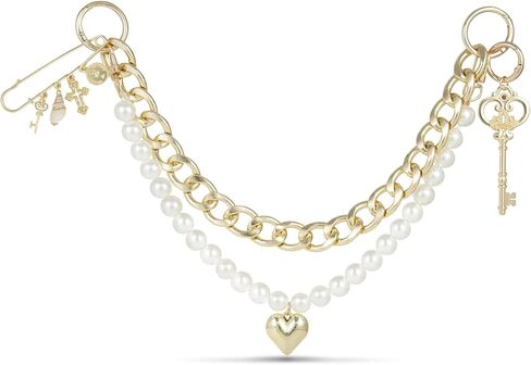 Original 4 in 1 Gold Bag Charms, Purse Charms, Pearl Bag Charms for Handbags, Purse Keychain, Bag Accessories Charms, Bag Charm Chain, Bag Charms Trendy in Saudi Arabia