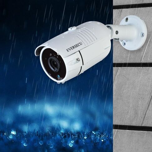 كاميرا EVERSECU 1080P 2.0MP سلكية محورية AHD/TVI/CVI/960H رصاصة تناظرية، كاميرا مراقبة CCTV عالية الدقة 2 ميجابكسل مقاومة للطقس للمراقبة الخارجية، عدسة 3.6 مم، معدن، أبيض in Kuwait