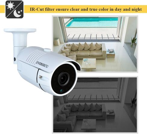 كاميرا EVERSECU 1080P 2.0MP سلكية محورية AHD/TVI/CVI/960H رصاصة تناظرية، كاميرا مراقبة CCTV عالية الدقة 2 ميجابكسل مقاومة للطقس للمراقبة الخارجية، عدسة 3.6 مم، معدن، أبيض in Kuwait