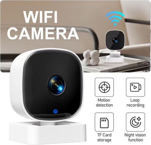 Indoor Security Camera, 2-Way Audio Siren, Night Vision, Smart Wireless Camera for Baby Monitor, Cloud & SD Card Storage, Compatible with Alexa & Google Home in Kuwait