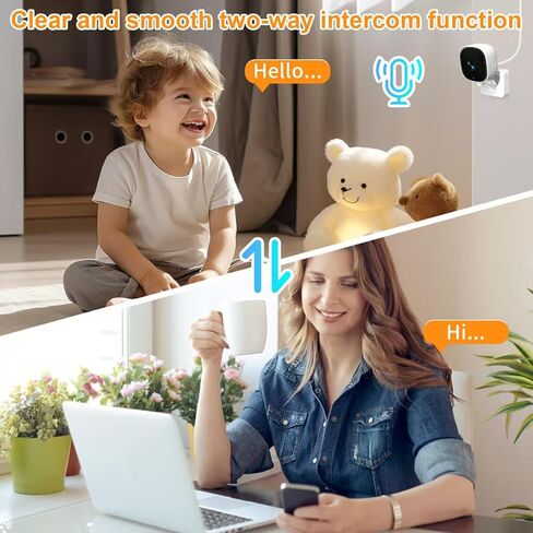 Indoor Security Camera, 2-Way Audio Siren, Night Vision, Smart Wireless Camera for Baby Monitor, Cloud & SD Card Storage, Compatible with Alexa & Google Home in Kuwait