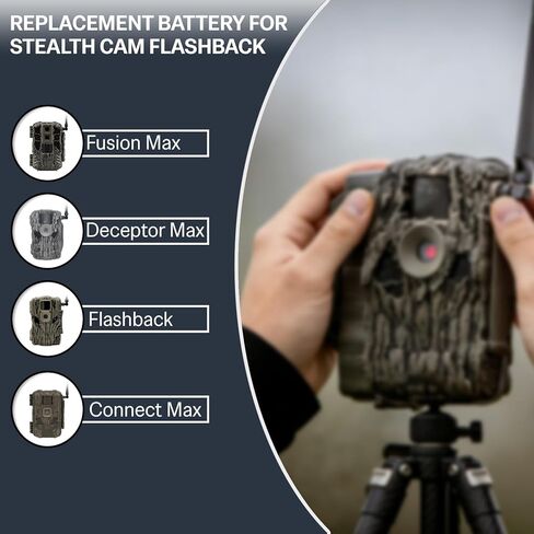 2-Pack 11.1V 7000mAh 77.7Wh خرطوشة بطارية ليثيوم قابلة لإعادة الشحن لكاميرا Stealth Cam Flashback، Deceptor MAX، Fusion MAX Cellular Trail Cameras | استبدال STC-RLCMAX in Kuwait
