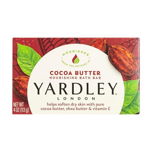 Yardley London Moisturizing Bath Soap Bar Cocoa Butter, Helps Soften Dry Skin with Pure Cocoa, Shea Butter and Vitamin E, 4.0 oz Bath Bar, 1 Soap Bar in Kuwait