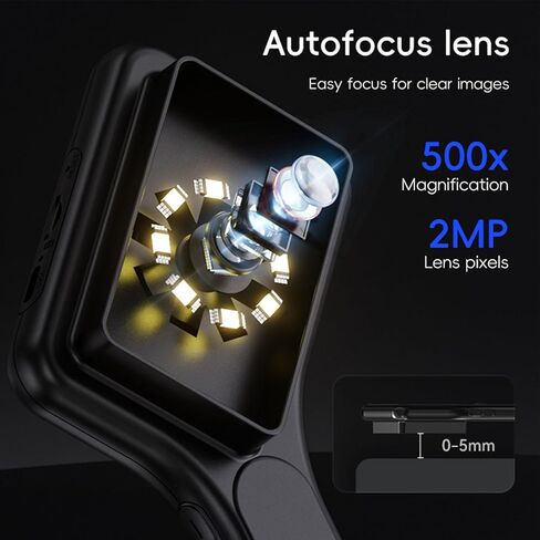 مجهر رقمي محمول، تركيز تلقائي 500X قابل لإعادة الشحن مع شاشة 3 بوصة و8 مصابيح LED، للمجوهرات والصخور والطوابع والمنسوجات in Kuwait