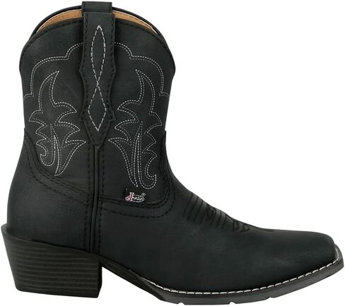 Justin Boots Womens Dee 7 Inch Embroidered Square Toe Pull On Casual Boots Ankle Low Heel 1-2" - Black in Saudi Arabia