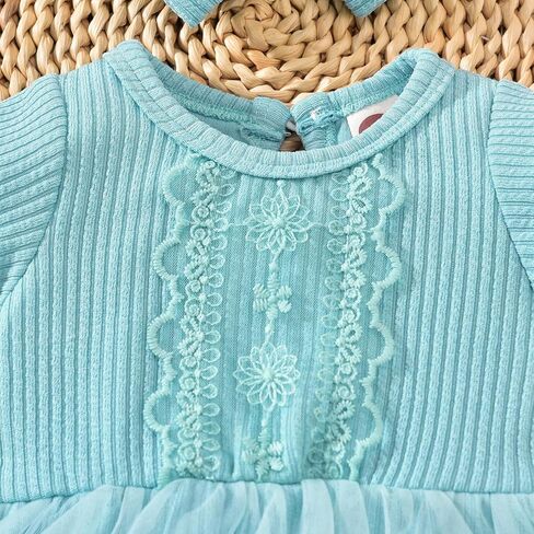 Preemie-18 Months Baby Girl Tutu Romper Infant Tulle Lace Dresses Ribbed Clothes Summer Puff Sleeves Outfits in Saudi Arabia