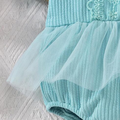 Preemie-18 Months Baby Girl Tutu Romper Infant Tulle Lace Dresses Ribbed Clothes Summer Puff Sleeves Outfits in Saudi Arabia