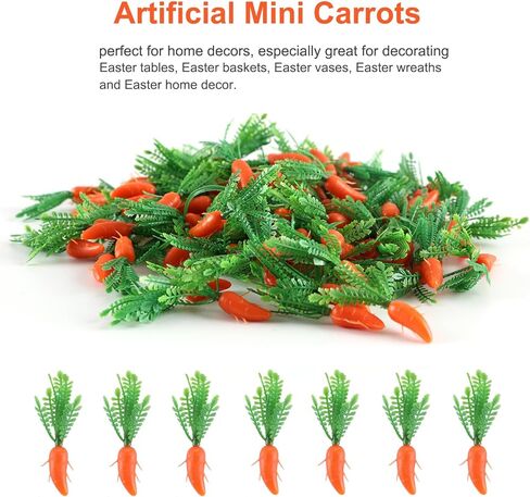 100 PCS Mini Easter Carrots ، الجزر المصطنع الجزر المصطنعة الحلي الخضار الاصطناعية لدائم DIE الحرف عيد الفصح ديكور المنزل الدعائم (#أ) in Saudi Arabia