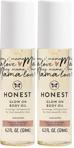 The Honest Company Honest Mama Glow On Body + Belly Oil | Organic, Plant-Based, Hypoallergenic, Omega-Infused | 4.2 fl oz in Kuwait