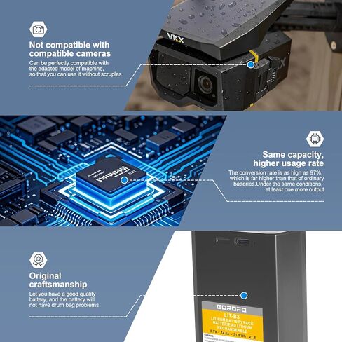 كاميرات مراقبة Vosker V300 VKX، بطارية ليثيوم قابلة لإعادة الشحن مع شحن سريع، مزود طاقة مقاوم للطقس in Kuwait