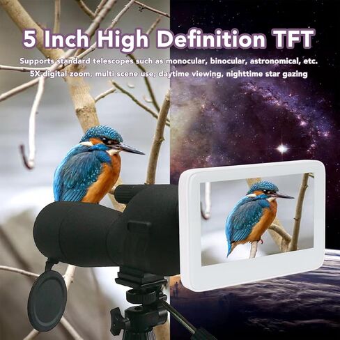 LiebeWH 12MP 4K HD تلسكوب عدسة إلكترونية كاميرا 5 بوصة TFT شاشة عدسة رقمية للتلسكوبات الفلكية مجهر أحادي العين in Kuwait