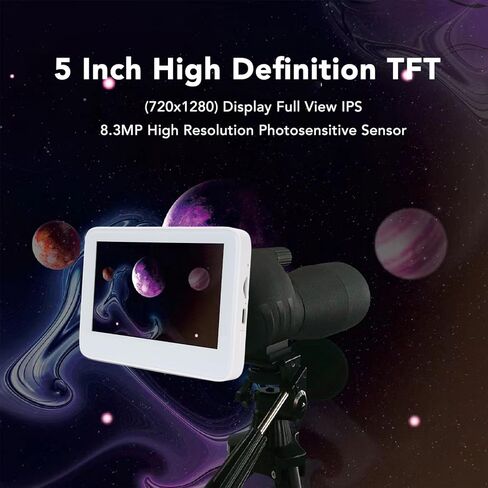 LiebeWH 12MP 4K HD تلسكوب عدسة إلكترونية كاميرا 5 بوصة TFT شاشة عدسة رقمية للتلسكوبات الفلكية مجهر أحادي العين in Kuwait
