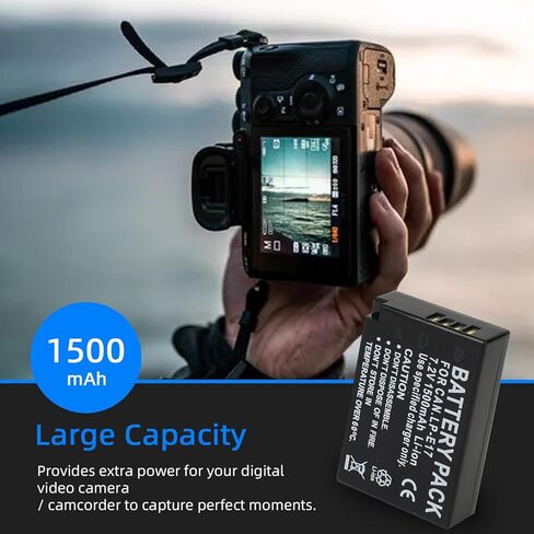 بطارية LP-E17 1500 مللي أمبير متوافقة مع كاميرات Canon R100 R10 R8 R50 RP، Rebel T8i، T7i، T6i، T6s، SL2، SL3، EOS M3، M5، M6، EOS 200D، 77D، 750D، 760D، 800D، 8000D in Kuwait