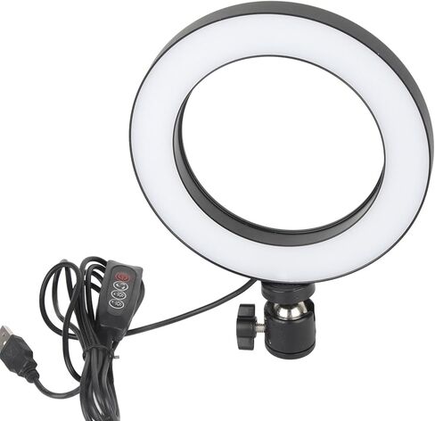 ضوء حلقة LED مقاس 16 سم، ضوء تعبئة قابل للتعديل للتصوير الفوتوغرافي والبث المباشر، 2800 كلفن - 6500 كلفن قابل للتعتيم مع ذراع مرن وحامل ثلاثي القوائم لصورة مكياج مدونات الفيديو in Kuwait