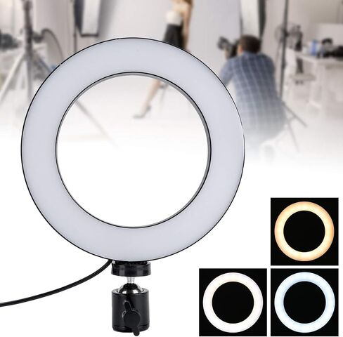 ضوء حلقة LED مقاس 16 سم، ضوء تعبئة قابل للتعديل للتصوير الفوتوغرافي والبث المباشر، 2800 كلفن - 6500 كلفن قابل للتعتيم مع ذراع مرن وحامل ثلاثي القوائم لصورة مكياج مدونات الفيديو in Kuwait
