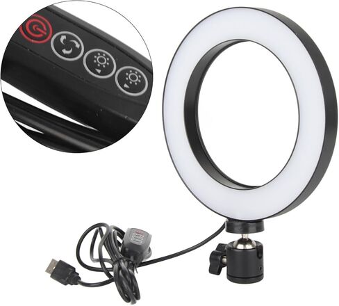 ضوء حلقة LED مقاس 16 سم، ضوء تعبئة قابل للتعديل للتصوير الفوتوغرافي والبث المباشر، 2800 كلفن - 6500 كلفن قابل للتعتيم مع ذراع مرن وحامل ثلاثي القوائم لصورة مكياج مدونات الفيديو in Kuwait