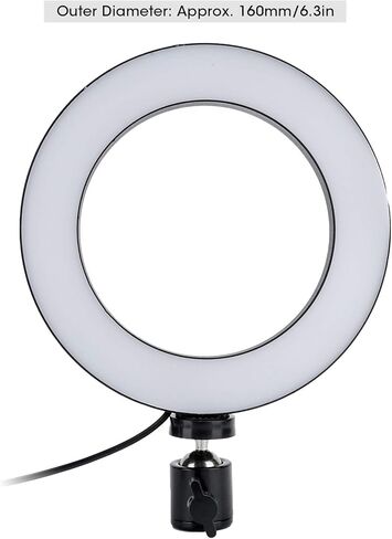 ضوء حلقة LED مقاس 16 سم، ضوء تعبئة قابل للتعديل للتصوير الفوتوغرافي والبث المباشر، 2800 كلفن - 6500 كلفن قابل للتعتيم مع ذراع مرن وحامل ثلاثي القوائم لصورة مكياج مدونات الفيديو in Kuwait