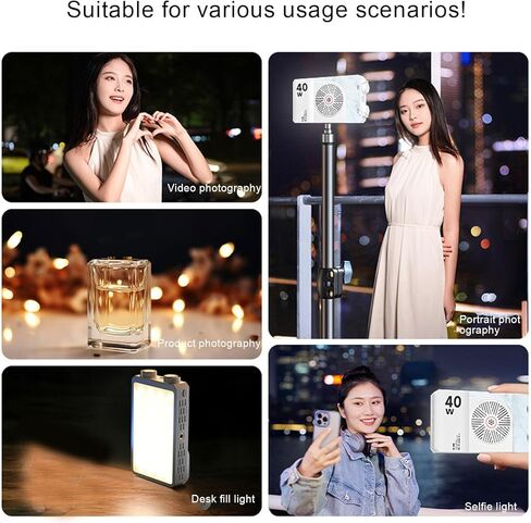 Zopsc LED ملء الضوء للتصوير الفوتوغرافي، 40W HSI التحكم في الألوان المحمولة باليد RGB LED ضوء الكاميرا مع حذاء بارد لتسجيل مؤتمر فيديو Vlog in Kuwait