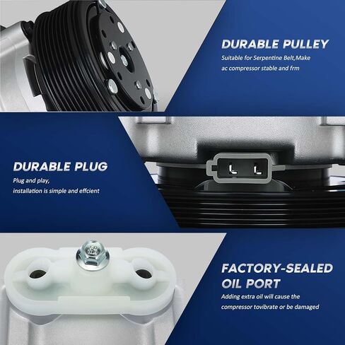 ضاغط التيار المتردد مع 8-Groove Pulley Fit لعام 1997-2001 Ford F-150 ، 1999-2007 F-250 F-350 F-450 F-550 Super Duty ، 2003-2005 ، 2002 Lincoln Blackwood ، 4.6L ، 5.4L ، 6.0L ، 6.8L ، Rappion 19192389 in Kuwait