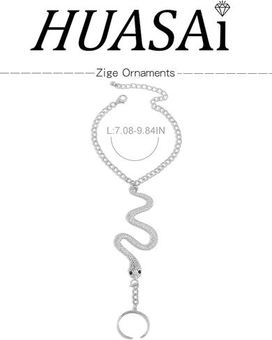 HUASAI اليد سلسلة ثعبان سوار للنساء البنصر سوار الرقيق اليد تسخير أساور ثعبان اليد مجوهرات للحزب in Kuwait
