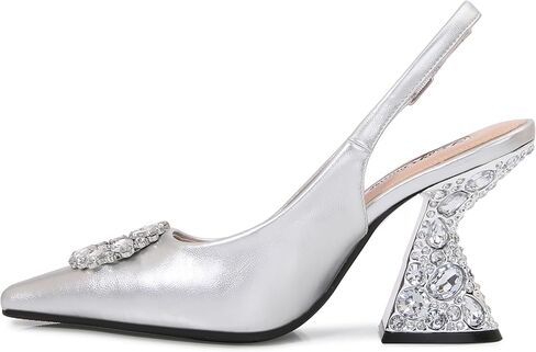 Lady Couture Spotlight Pump, Women’s Pointed Toe Slingback Heels, Rhinestone Flared Heel Pumps with Comfortable Footbed, Versatile Dress Shoes in Saudi Arabia