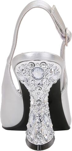Lady Couture Spotlight Pump, Women’s Pointed Toe Slingback Heels, Rhinestone Flared Heel Pumps with Comfortable Footbed, Versatile Dress Shoes in Saudi Arabia
