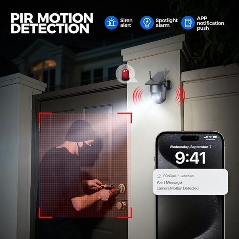كاميرا LITYMOL 2K الشمسية للسلامة المنزلية، كاميرات مراقبة بعرض 360 درجة، لاسلكية في الهواء الطلق، رؤية ليلية ملونة، إنذار صفارات الإنذار، صوت ثنائي الاتجاه، اكتشاف الذكاء الاصطناعي، تخزين SD/سحابي، واي فاي 2.4 جيجا هرتز in Kuwait