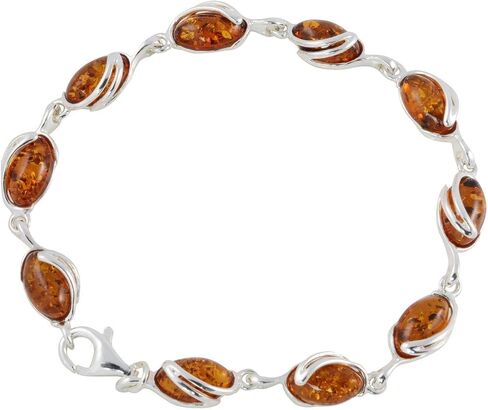 HolidayGiftshops المجوهرات العنبر للنساء - أقراط الفضة والبحر متعددة الألوان ، سوار العنبر ، قلادة العنبر Gemma - مجموعة المجوهرات الفضية الاسترليني in Saudi Arabia