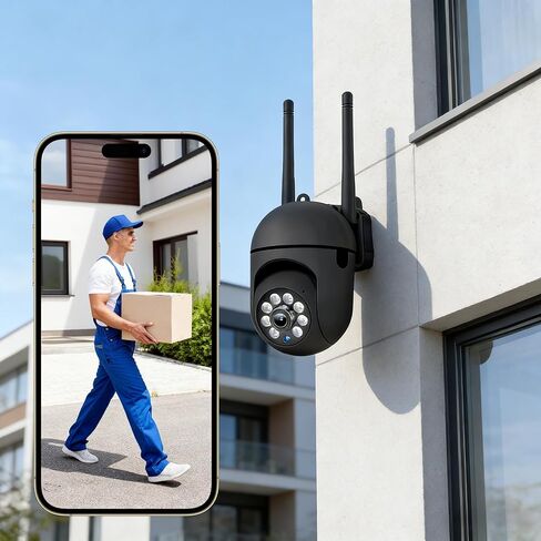 كاميرا WiFi بزاوية 360 درجة وبتردد 2.4 جيجا هرتز للأماكن الداخلية والخارجية، فيديو عالي الدقة 1080 بكسل، صوت ثنائي الاتجاه، رؤية ليلية، كشف الحركة، وصلة USB، تخزين Micro SD والتخزين السحابي in Kuwait