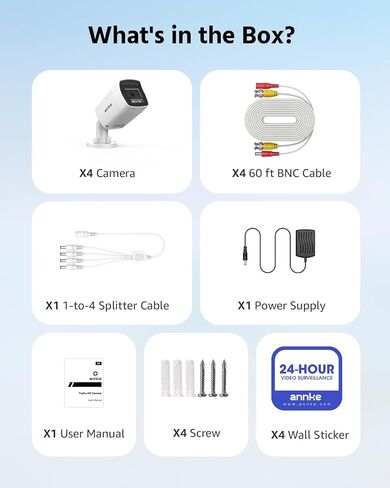 كاميرا أمان سلكية صوتية 2 ميجابكسل من ANNKE، 4 حزم 1080 بكسل HD TVI إضافية لكاميرات CCTV التناظرية الخارجية، محادثة ثنائية الاتجاه، إضاءة مزدوجة ذكية، رؤية ليلية ملونة، IP67، عدسة 3.6 مم، أبيض in Kuwait