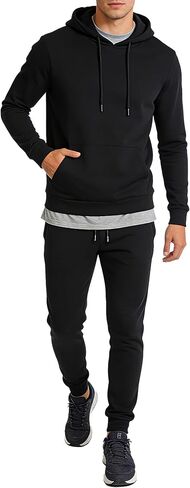JIHUILAI بدلات رياضية مخملية للرجال 2 قطعة هوديس مع Sweatpants مجموعات عادية الجري الركض الرياضة البدلة مجموعات S-3XL in Kuwait