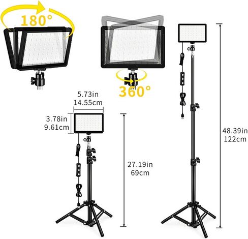 ضوء فيديو LED مع حامل ثلاثي القوائم قابل للتعديل، مجموعة إضاءة تصوير فوتوغرافي 70 LED، 9 أوضاع إضاءة ومرشحات ألوان 5600K لتسجيل الفيديو والبث المباشر لصور السيلفي in Kuwait