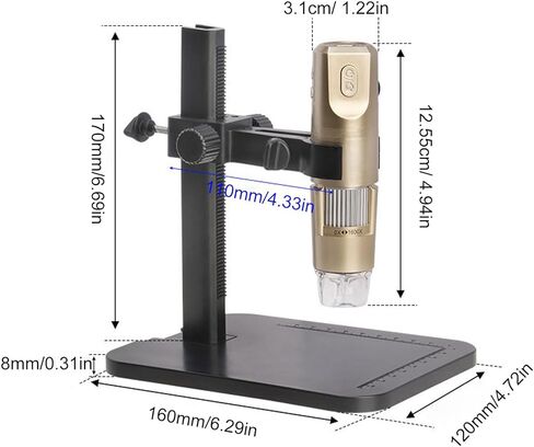مجهر رقمي LICAEVEY 1600X، مجهر USB لاسلكي محمول باليد مع 8 مصابيح LED وتركيز يدوي، لإصلاح المجوهرات PCB وتحليل الجلد in Kuwait