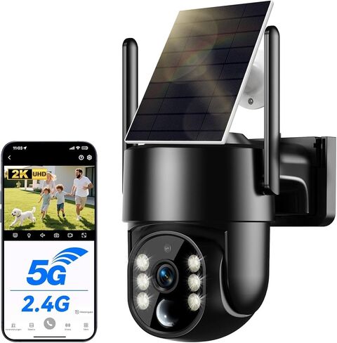 كاميرات أمان تعمل بالطاقة الشمسية، لاسلكية في الهواء الطلق، كاميرات 5G و2.4 جيجا هرتز لأمن المنزل، كاميرا خارجية تعمل بالطاقة الشمسية 2K، رؤية ليلية ملونة، اكتشاف الإنسان بالذكاء الاصطناعي، التحدث في اتجاهين، إنذار صفارات الإنذار (عبوتان) in Kuwait
