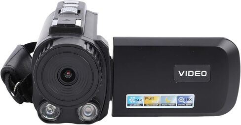Tbest Video Camera Camcorder 24MP 1080P HD 3 Inch Rotatable Screen 18X Zoom Digital Recorder with Night Mode for Travel Camping Outdoor Adventures (Black) in Saudi Arabia