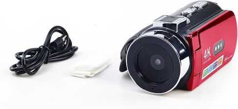 كاميرا رقمية Flylin 4K، كاميرا تسجيل فيديو بتصميم عتيق مع رؤية ليلية بالأشعة تحت الحمراء، كاميرا عالية الدقة قابلة لإعادة الشحن لإنشاء محتوى سيلفي للسفر، أحمر in Kuwait