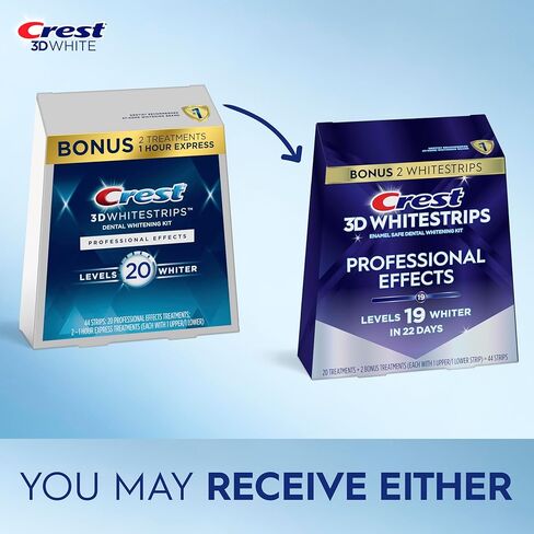 Crest 3D Whitestrips, Professional Effects، مجموعة شرائط تبييض الأسنان، 44 شريطًا (22 قطعة) in Kuwait