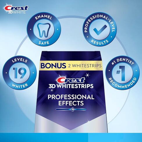 Crest 3D Whitestrips, Professional Effects، مجموعة شرائط تبييض الأسنان، 44 شريطًا (22 قطعة) in Kuwait