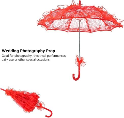 Wedding Lace Umbrella, Bridal Umbrella, Elegant and Stylish for Photo Booth Props(red) in Kuwait
