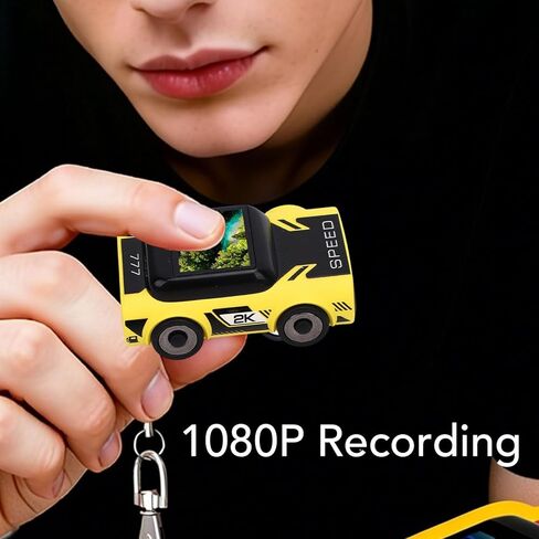 كاميرا Yoidesu Keychain على شكل سيارة بدقة 2K HD، كاميرا بحجم الإبهام مع شاشة ملونة 0.96 بوصة، سلسلة مفاتيح رقمية صغيرة وعدسة زاوية واسعة تدعم 128 جيجابايت لمدونة الفيديو in Kuwait