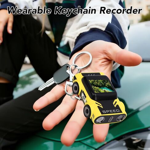 كاميرا Yoidesu Keychain على شكل سيارة بدقة 2K HD، كاميرا بحجم الإبهام مع شاشة ملونة 0.96 بوصة، سلسلة مفاتيح رقمية صغيرة وعدسة زاوية واسعة تدعم 128 جيجابايت لمدونة الفيديو in Kuwait