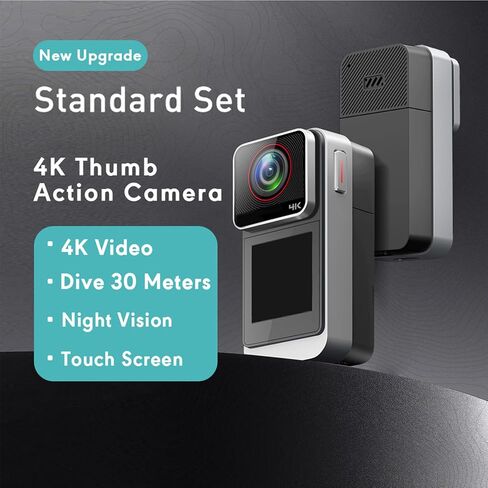 كاميرا Diyeeni Action Camera 4K POV مقاومة للماء بدقة 20 ميجابكسل مع عمق 98 قدمًا تحت الماء مع EIS لخوذة الغطس والدراجة وزاوية واسعة 140 درجة وجهاز تحكم عن بعد in Kuwait