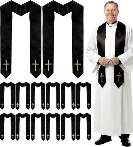 Eurzom 12 Pcs Choir Stoles with Cross Clergy Priest Stoles Church Pastor Minister Shawls for Graduation Wedding Officiant in Saudi Arabia