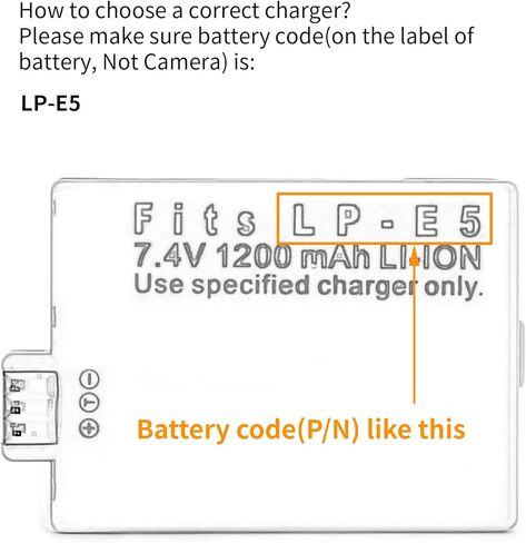 Norifon LP-E5 USB Charger for Canon EOS 1000D, EOS 450D, EOS 500D, EOS Kiss F, EOS Kiss X2, X3, EOS Rebel T1i, XS, Xsi Camera and More in Kuwait